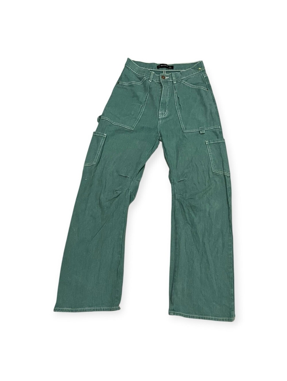 Lioness Miami Vice Wide Leg Cargo Pants Jeans Green Baggy Cargo Sz Small - Picture 2 of 8